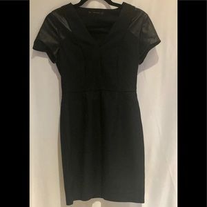 Zara Black Dress Size S  Faux Leather Short Sleeve